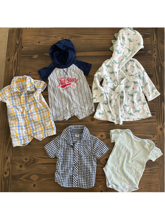 Old Navy Other - Baby Boy Clothes Lot 0-3 Months Old Navy Dinosaur Robe Romper 5 Pc
